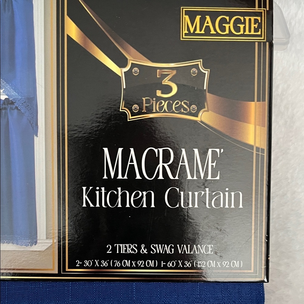 Maggie Blue Macrame Kitchen Curtain - Picture 2 of 3